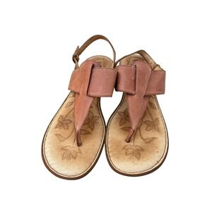 Born Leather Sandals, T Strap Slingback , Tan‎ Leather, Size 11